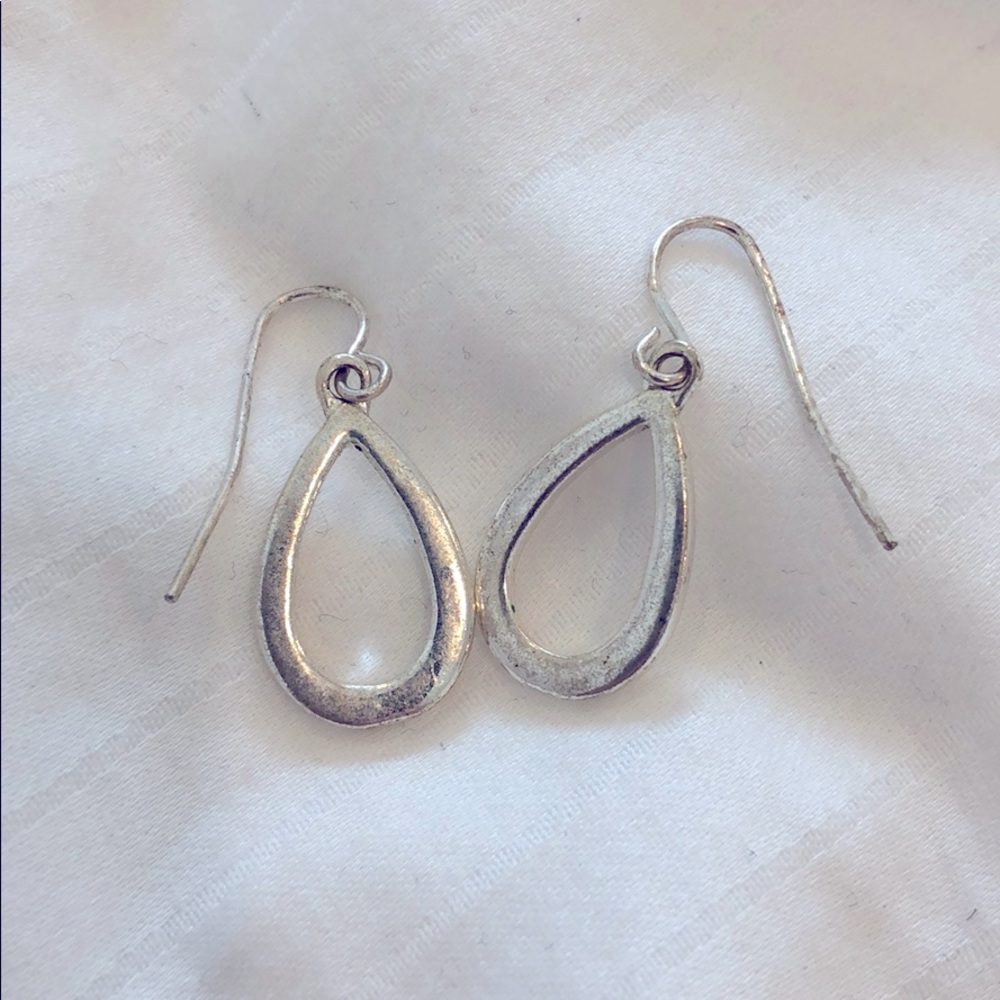 Sterling silver drop hoop earrings
